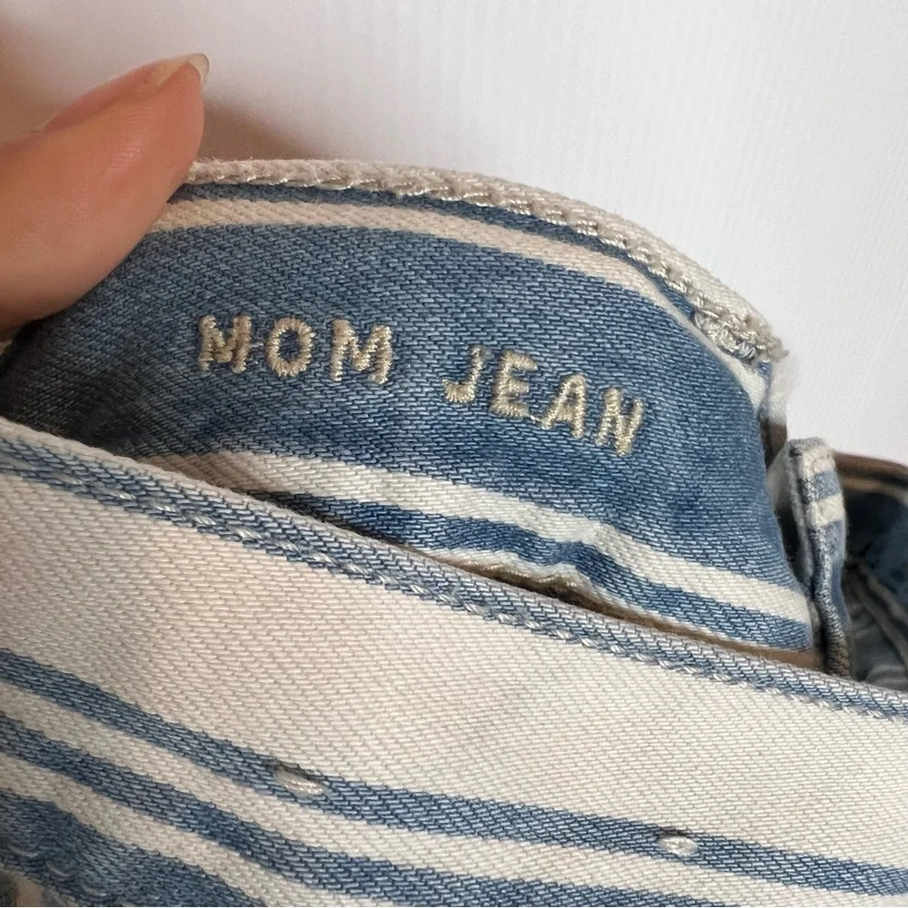 AMERICAN EAGLE Striped High‎ Rise Mom Jean. Size 0